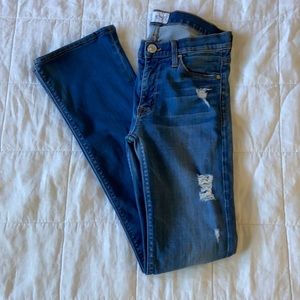 Hudson Mid Rise Destroyed Flare Jeans